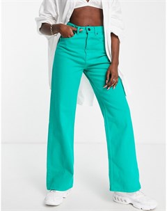 Широкие зеленые джинсы классического кроя в стиле 90 х со складками от комплекта Wåven