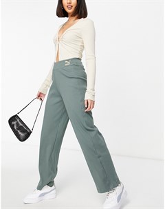 Зеленые прямые брюки в рубчик Classics Puma