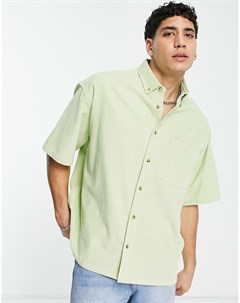 Светло зеленая вельветовая oversized рубашка свободного кроя с короткими рукавами Asos design