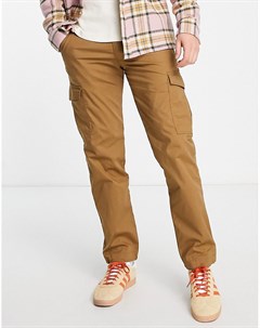 Прямые брюки карго коричневого цвета из смесового органического хлопка Selected homme