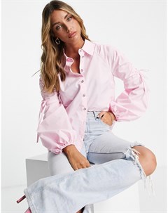 Розовая рубашка с присборенными рукавами River island