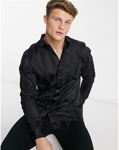 Черная рубашка в атласную полоску Premium Jack & jones