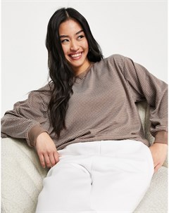 Oversized лонгслив коричневого цвета в рельефную полоску Asos design