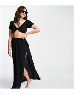 Эксклюзивная пляжная юбка макси с разрезом черного цвета Esmee