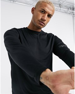 Черная спортивная футболка с длинными рукавами и логотипом Topman