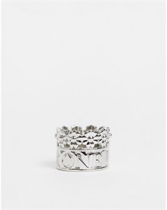 Серебристое кольцо с цветочным узором и надписью Оne love Asos design