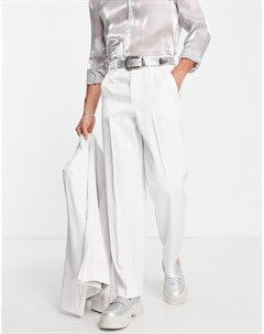 Белые атласные брюки с широкими штанинами Asos design