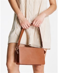 Удлиненная сумка на плечо шоколадного цвета с широким ремешком Asos design