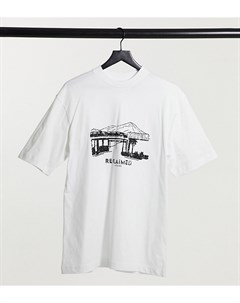 Белая футболка в стиле унисекс с принтом inspired Reclaimed vintage