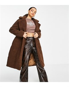 Длинное пальто из искусственного меха шоколадно коричневого цвета Parisian petite