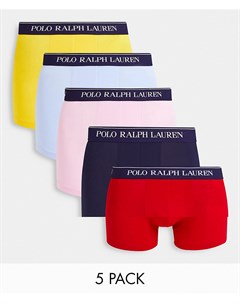 Набор из 5 боксеров брифов разных цветов с фирменным поясом Polo ralph lauren