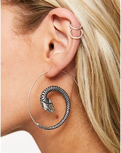 Серебристые серьги кольца со спиральным дизайном в виде змеи Asos design