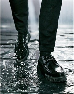 Черные кожаные ботинки Creeper Asos design