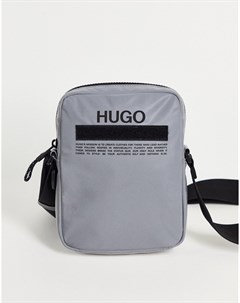 Серая сумка через плечо с текстовым логотипом Record Hugo