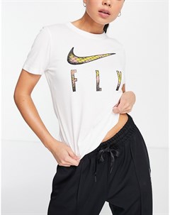 Белая футболка с логотипом галочкой со змеиным принтом Fly Nike basketball