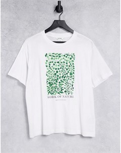 Белая футболка из органического хлопка с принтом на тему природы Tovi Monki