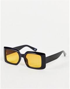 Модные очки авиаторы в черной скошенной квадратной праве с оранжевыми стеклами Asos design