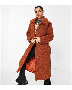 Длинное пальто из искусственного меха рыжего цвета Parisian petite