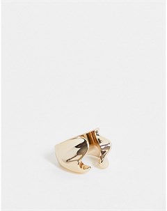 Золотистое расплавленное кольцо с оборотом вокруг пальца Topshop