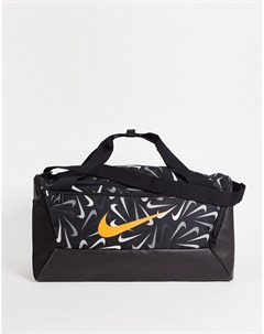 Черная спортивная сумка с принтом галочек Brasilia 9 5 Nike training