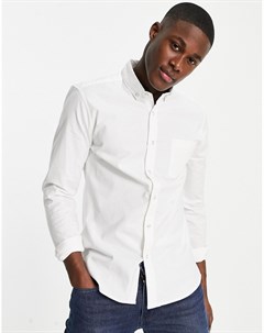 Белая эластичная оксфордская рубашка с длинными рукавами Topman