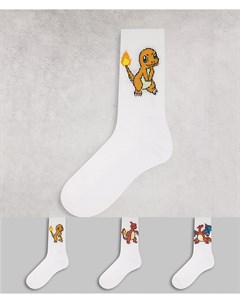 Набор из 3 пар спортивных носков с принтом покемона Чаризарда Pokemon Asos design