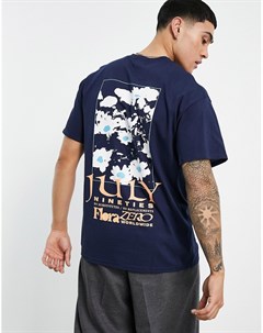 Темно синяя oversized футболка с принтом July Topman