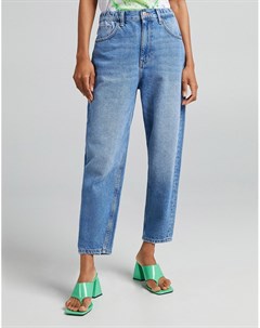 Голубые выбеленные oversized джинсы винтажном стиле Bershka