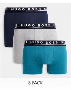 Набор из 3 боксеров брифов серого темно синего и бирюзового цветов BOSS Boss bodywear