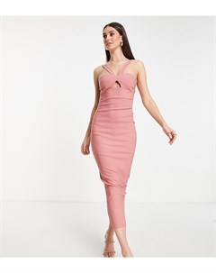 Облегающее платье миди светлого розовато лилового цвета на бретелях с вырезом каплей Vesper tall