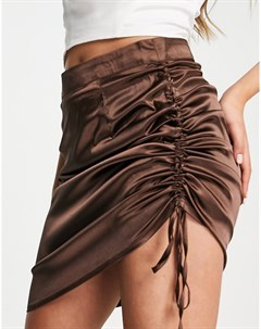 Атласная присборенная юбка коричневого цвета от комплекта Unique21