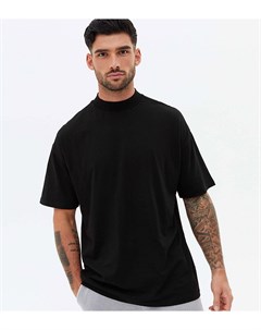 Черная oversize футболка с высоким воротником New look