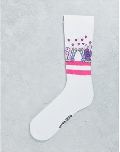 Набор из 2 пар белых спортивных носков с принтом Губки Боба в виде сердечка Asos design