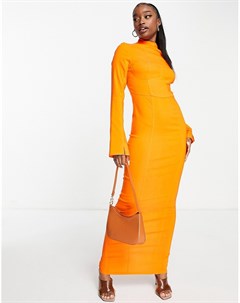 Оранжевое структурированное платье макси с декоративными швами Asos design