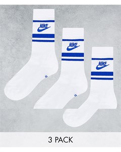 Набор из 3 пар белых синих носков Essential Nike