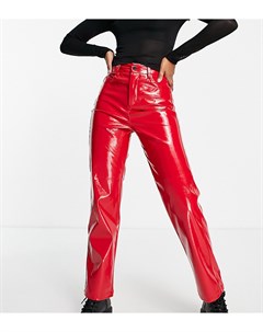Красные виниловые брюки с кроем в стиле 90 х и блестящей отделкой Unisex Collusion