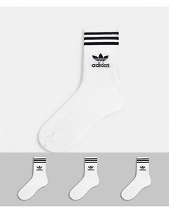 Набор из 3 пар белых носков средней длины с фирменным трилистником adicolor Adidas originals