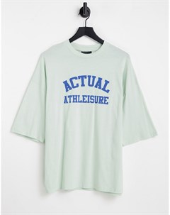 Зеленая oversized футболка с логотипом на груди ASOS Actual Athleisure Asos design