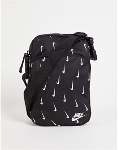 Черная сумка через плечо со сплошным логотипом Heritage Nike