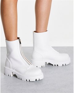 Белые массивные ботинки с молнией спереди Simmi London Simmi shoes
