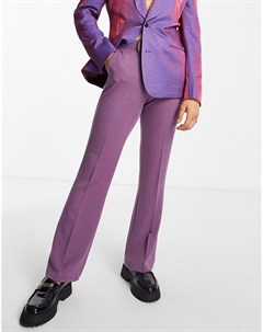 Фиолетовые расклешенные строгие брюки Asos design