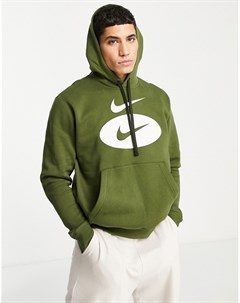 Худи цвета хаки с большим логотипом на груди Swoosh Nike