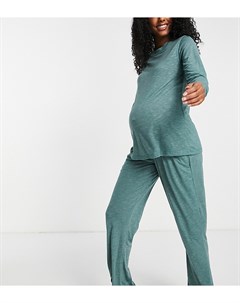 Пижамный окрашенный комплект бирюзового меланжевого цвета из лонгслива и брюк ASOS DESIGN Maternity Asos maternity