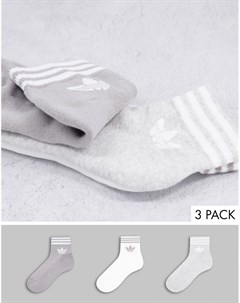 Набор из 3 пар серых носков до щиколотки с фирменным трилистником adicolor Adidas originals