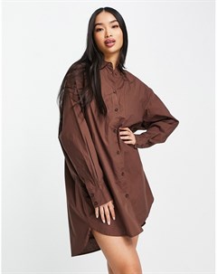 Пляжная oversized рубашка коричневого цвета из органического хлопка Monki