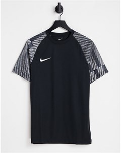 Черная футболка с контрастными рукавами Academy Dri FIT Nike football