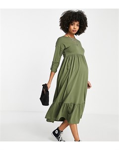 Платье миди зеленого цвета с принтом Mamalicious Maternity