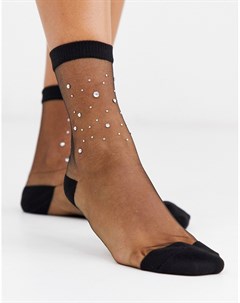 Сетчатые носки до щиколотки с отделкой черные разноцветные Gipsy