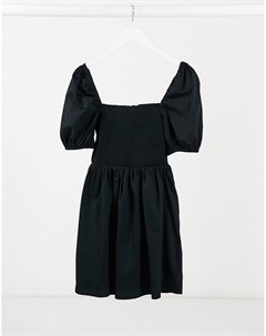 Черное платье из поплина с пышными рукавами Miss selfridge