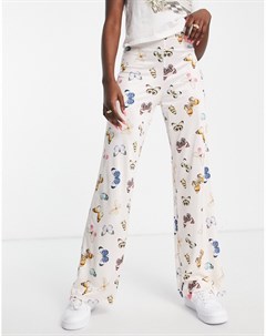 Облегающие брюки с широкими штанинами и принтом бабочек от комплекта Miss selfridge